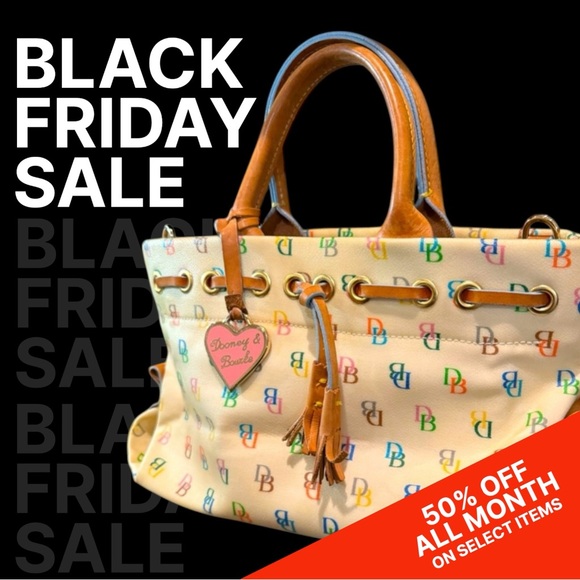 DOONEY & BOURKE Yellow Coated Logo Canvas Satchel Convertible Crossbody Bag. EUC - Picture 2 of 10